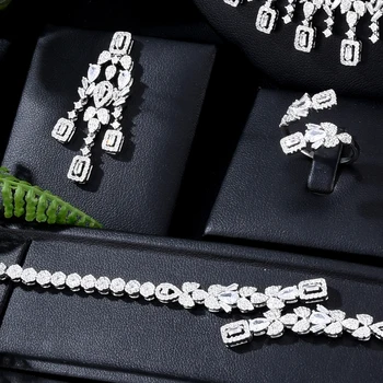 GODKI Poznati Brand 4 kom. Cvijet Luksuzni Afrički nakit Kit za žene Vjenčanje college Crystal Циркона Dubai Vjenčanje nakit Kit Poklon