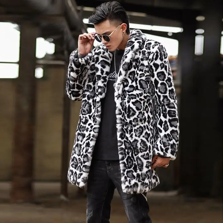 Леопардовая kožna jakna od umjetnog krzna mink muška toplo krzno kožna jakna muška slobodan jakne jesen zima утолщенная jaqueta de couro moda Slika  0