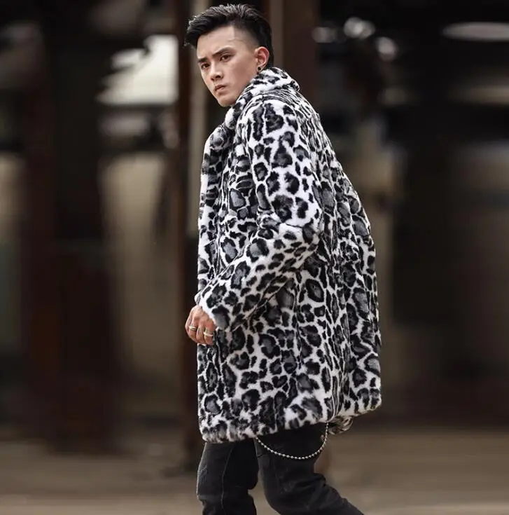 Леопардовая kožna jakna od umjetnog krzna mink muška toplo krzno kožna jakna muška slobodan jakne jesen zima утолщенная jaqueta de couro moda Slika  2