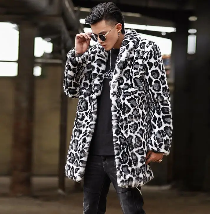 Леопардовая kožna jakna od umjetnog krzna mink muška toplo krzno kožna jakna muška slobodan jakne jesen zima утолщенная jaqueta de couro moda Slika  4