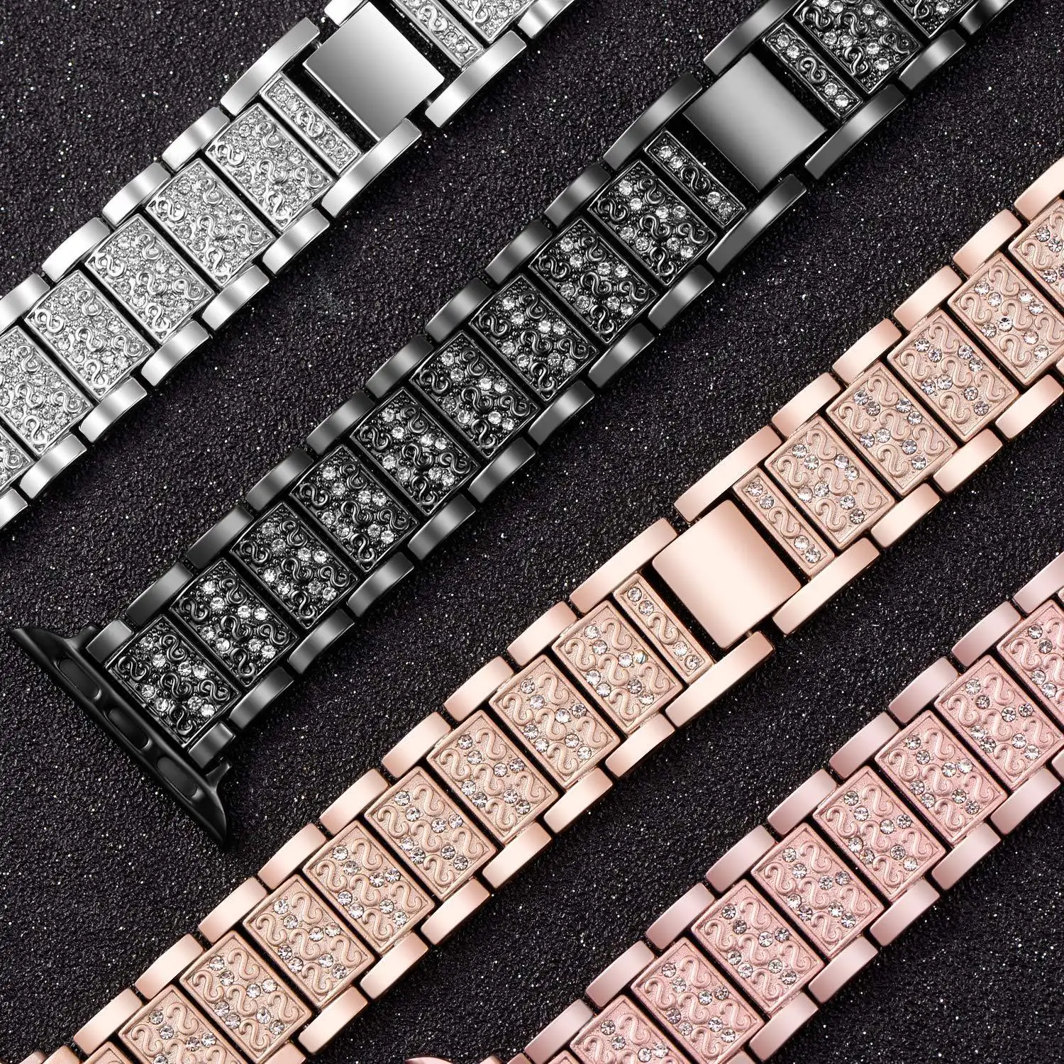 Ženske uzicom s dijamantima za Apple Watch Band 44 mm 42 mm Serija 6 5 4 3 2 1 Metalni remen za iWatch SE 6 40 mm 38 mm Narukvica sa poklopcem Slika  2