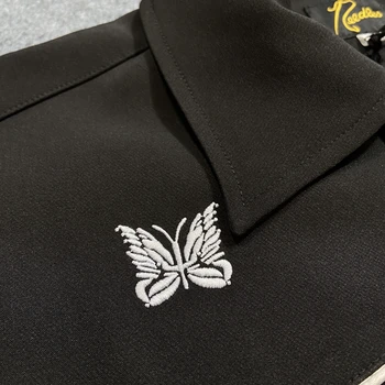 Crna jakna s iglicama Za muškarce i žene je 1:1 Visokokvalitetna Vintage klasični leptir sa vezenim logotipom Igla AWGE Kaput Unutar naljepnica s oznakom
