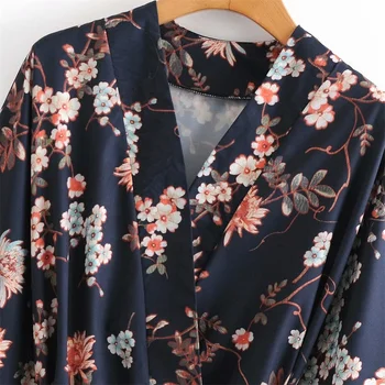 Godišnja ženska bluza 2021 Modna ženska bluza s cvjetnim ispis, V-izrez, zone, slobodna top dugih rukava, Elegantni vanjski odjeća, korejski majice