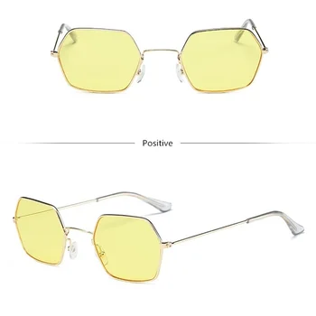 Trendy ženske sunčane naočale u malom ivicom s многоугольными prozirnim staklima Sunčane naočale Marke, dizajner Muške sunčane naočale s šesterokutna metalni okvir