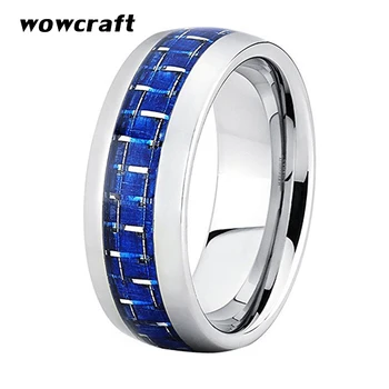 8 mm Prsten od volfram karbida i plavi Umetak od karbonskih Vlakana Volfram Vjenčano prstenje Slr poliranje Žensko vjenčano prstenje