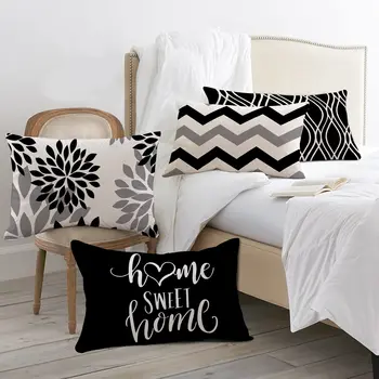Crno - bijeli geometrijski lanena jastučnica torbica za диванной jastuci kućni ukras može biti postavljeno za vas 30x50 40x60