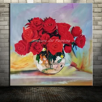 Ulje na platnu Минтура na platnu Ruže ručni rad u vazi Морден Art Ručno Oslikana Akril na Platnu Ukras kuće Poster Bez okvira