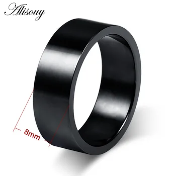 Jednostavan dizajn Crno prsten ljubavnik iz титановой čelika širine 8 mm 6 mm od nehrđajućeg čelika 316L par obećavaju prstenova za zaruka ljubavnik