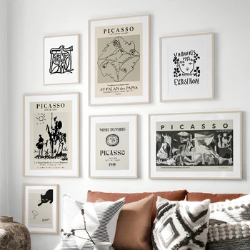 Crno Bijela Vintage Picasso Apstraktna Umjetnost Zid Umjetnosti Slikarstvo Na Platnu Skandinavski Plakati I Ispisuje Slike Za Dnevni Boravak Kućni Dekor