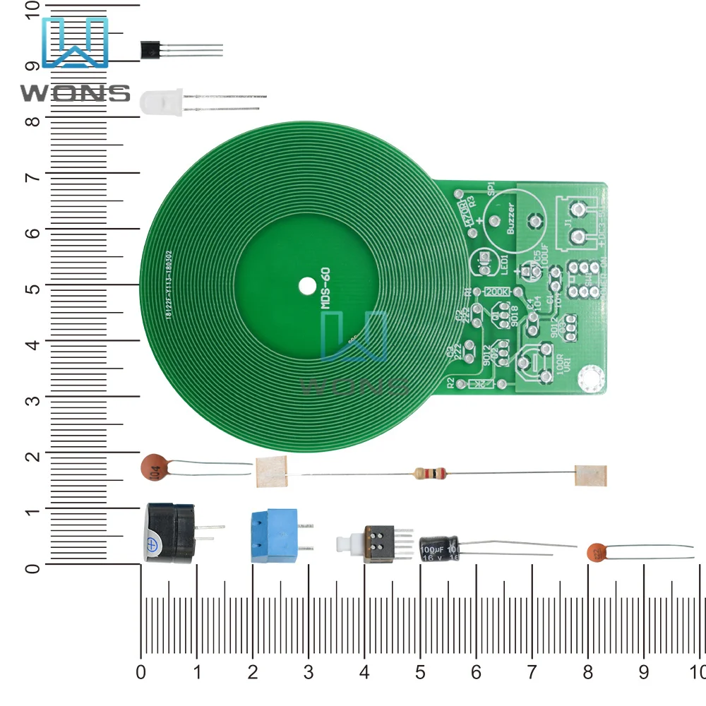 DIY Kit Modul detektor metala DIY E-Dio DC 3-5 60 mm Beskontaktni Naknada Senzora Kit detektor metala s baterijskim uređaj Slika  2