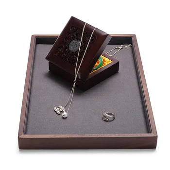 Crni orah ladica za pohranu nakit prsten, naušnice i ogrlica prikaz nakit polica izlog rekvizite na lageru