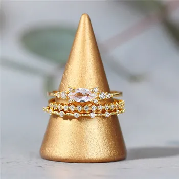 Huitan Likovne Zlatni prsten na prst za djevojčice Luksuzno инкрустированное briljantan kamen CZ Svakodnevno Izraz Modni prstenova Večernje ženski nakit