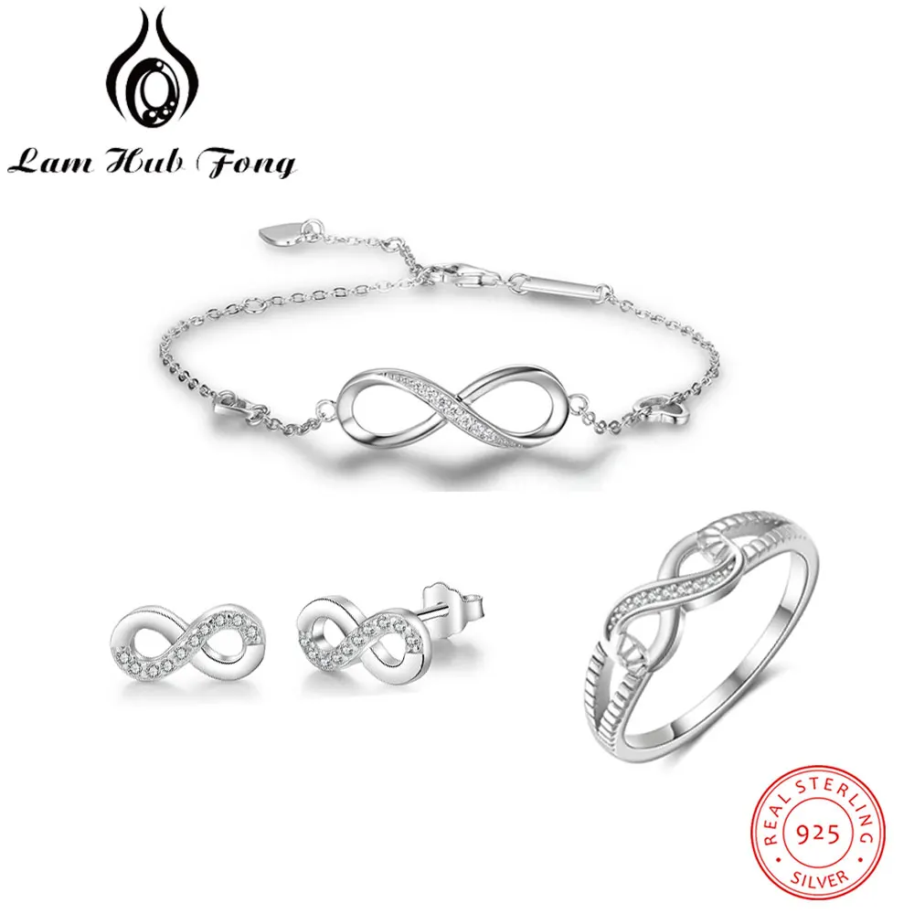 Setovi nakita od 925 sterling srebra Infinity Love Za žene Циркониевое Prsten Narukvice Naušnice Vjenčanje Nakit Kit (Lam Hub Fong) Slika  2
