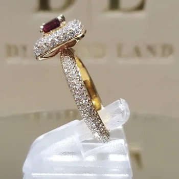 Elegantan ženski prsten s umetak Crvena Kubni Cirkon Kristal Gorski Kristal Donje metalni prsten za žene Večernje nakit pribor