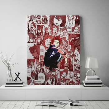 Crveni Riot Эйдзиро Kirishima Moj Heroj Akademija U okviru Platnu plakat Slikarstvo wall art dekor u sobi Glavni Drveni Okvir Uređenja Grafike