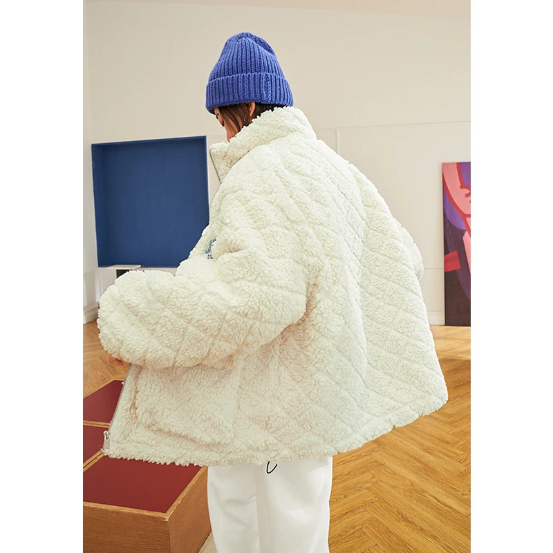 Toyouth Ženske debeli Zimski kaput s dugim rukavima Ovratnik-satna Slobodna jakna s dijamant uzorkom Kopča na remenu Toplo smart Casual odjeća Slika  3