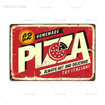 Znak za pizza, Pizzeria Restoran Klasicni Tin Slikarstvo Vintage Metalna Slika Dekoracija Zidova Američki Minimalistički Stil