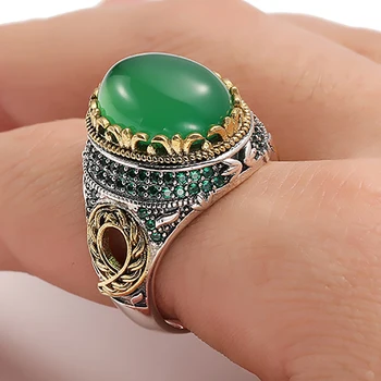 Nova Moda Zeleni Cirkon Pribor Za muškarce Властное Prsten je u Retro stilu Nakit Zabava Pokloni