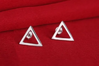 Trenutno Srebro 925 sterling Maleni trokutasti Naušnice-roze za žene Минималистичные geometrijski Naušnice Klinac je Učinkovit dizajn