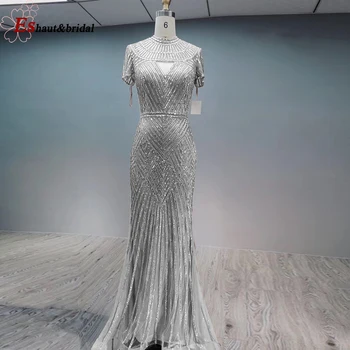 Briljantan Дубайское večernja haljina s visokim izreza za žene 2021 Arabic dijamantni haljina Sirena za maturalnu Večer večernje haljine