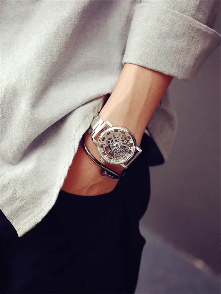 Novi proizvod luksuzne muške poslovne zlatni sat od nehrđajućeg čelika Sportski muški sat Reloj hombre Kvarcni sat Svakodnevno za muškarce Slika  1