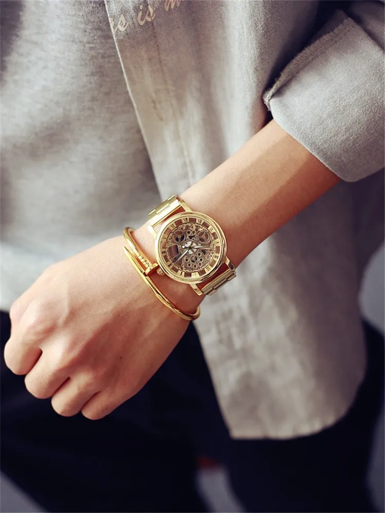 Novi proizvod luksuzne muške poslovne zlatni sat od nehrđajućeg čelika Sportski muški sat Reloj hombre Kvarcni sat Svakodnevno za muškarce Slika  2