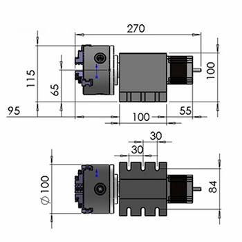 Reduktor harmonika pogona Rotirajuće osi CNC 3 4 Čeljusti 80 mm 100 mm Koeficijent smanjivanje brzine Zaštitnika 100 za glodalica Mini CNC glodalice