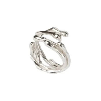 MEWANRY Prsten od 925 sterling srebra Moderan i Elegantan Dizajn Berba par Kreativnih nepravilna linija Večernje uređenje Poklon za rođendan
