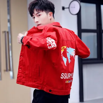 Trgovina na veliko traper jakna muška 2021 proljeće i jesen vanjska odjeća je novi korejski kauboj student jakna muška vez hip-hop odjeća s rupama