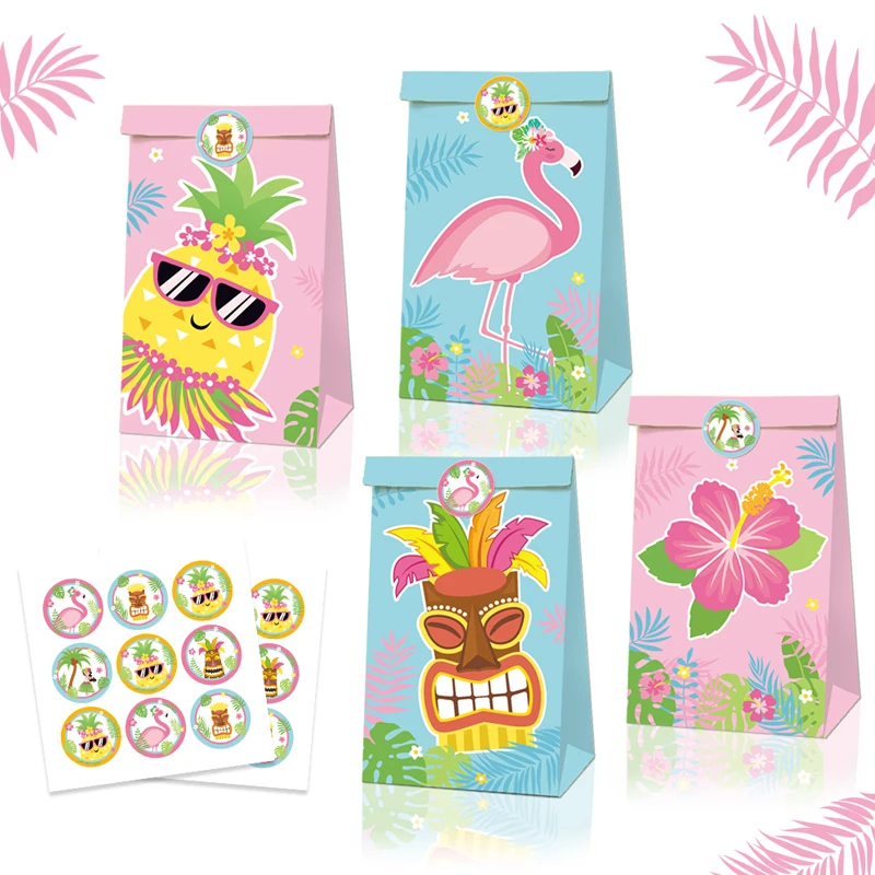 12 kom. Havaji Flamingo Poklon paketi za stranke Poklon paketi za keks Kutija za ljeto Havajski zurke na Dan rođenja Luau Tropski Dekor za stranke Slika  3