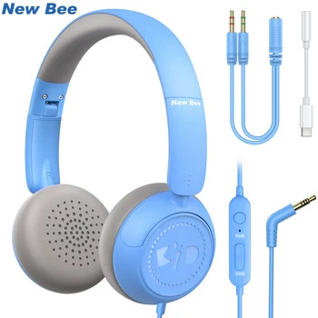 Nova slušalice Bee Dječji slušalice sa ograničenjem jačine zvuka 94 db za dječake i djevojčice Sklopivi Podesive slušalice za tablet Školski avion