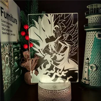 Crna Djetelina Asta Animacija 3D LED Žarulja Iluzija Nightlight Promjena Boje Lampe Dekor za Sobu RGB Lampe Manga Pokloni