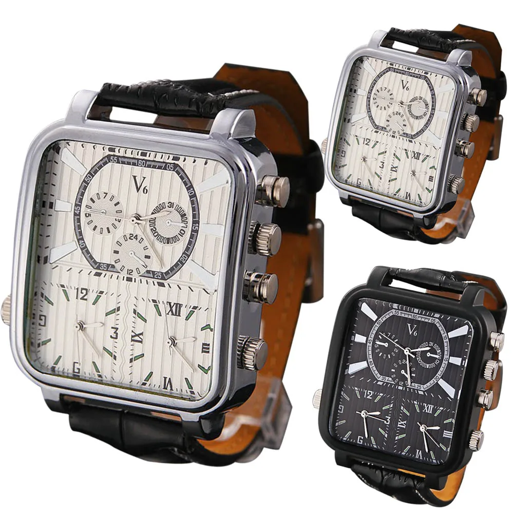 Muške Poslovne sat za odmor od umjetne kože s tri циферблатами Trg ručni sat XRQ88 Slika  3