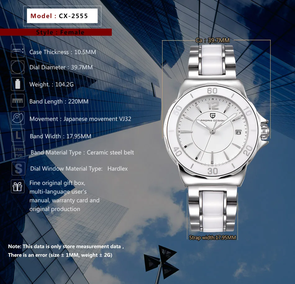 2021 Novi Dizajn PAGANI brend Ženske kvarcni sat visoko kvalitetni keramički narukvica Moderan sportski sat Relegio Feminino Slika  0