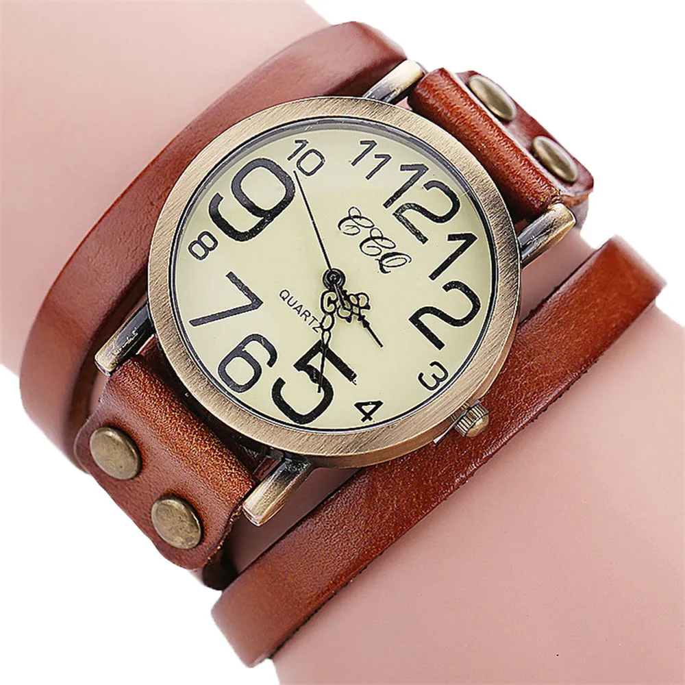 2022 Luksuzni Brand Vintage sat-narukvica od kože kravlja koža Ženske kožne bambus ženski sat Klasični satovi 2022 Relogio Feminino Slika  2