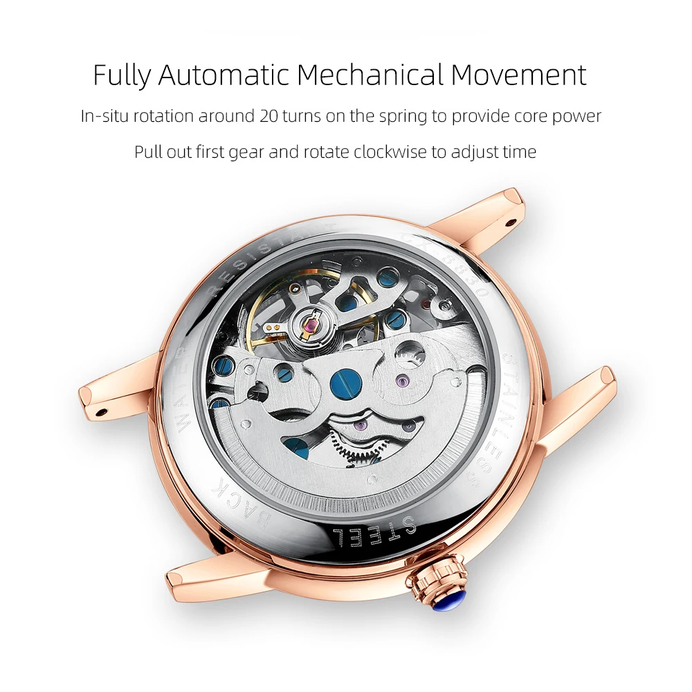 CHENXI Ženske Automatski mehanički sat je Najbolji Brand Luksuznih Vodootporan ručni sat od nehrđajućeg čelika Ženski sat sa tourbillon gledati i скелетоном Slika  5