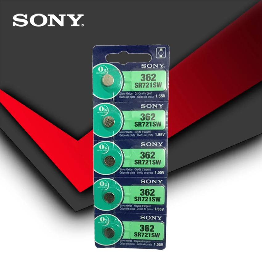 2 kom. Sony Original 362 SR721SW V362 GP62 AG1 1,55 U Оксидно-srebrna baterija za sat SR721SW 362 Dugme ćelija za kovanice MADE IN JAPAN Slika  0