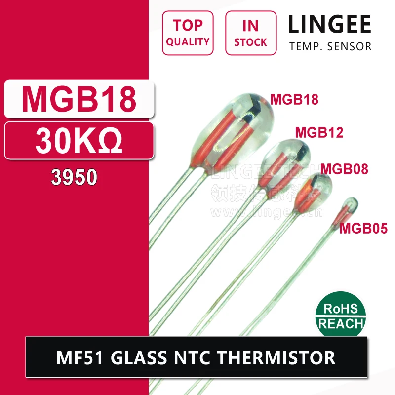MGB18 30K 303 1% 5% 3950 Stakleni термисторный senzor temperature NTC sonda u Lingee Slika  4