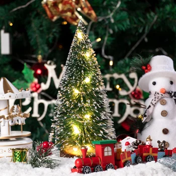 Mini Božićno Drvce LED Svjetla Pine Igla Stado Slikano Cedra Društvene Božićne Dekoracije Gala Dekor Shuttle