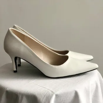 COWCOM ili boje kože Cipele s oštrim vrhom Ljetne Nove cipele na visoku petu od mikrovlakana na ukosnica Modni crne ženske cipele GXF