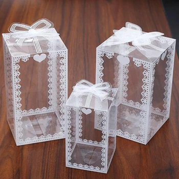 5 kom. Plastična prozirna kutija čokolade za svadbene darove s bijelim uzorkom Prozirna ambalaža od PVC Kutija za tuširanje djeteta Pokloni za goste na rođendan