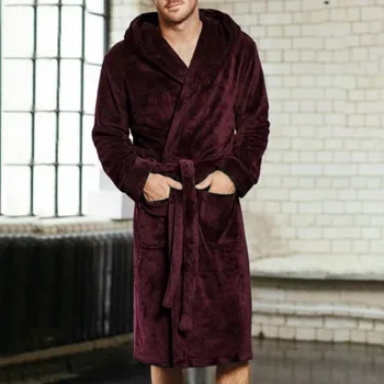 Trendi novi zimski ogrtač muška dugi šal od samta пижама kućni posluga u пижама s dugim rukavima jakne muški ogrtač sa kapuljačom