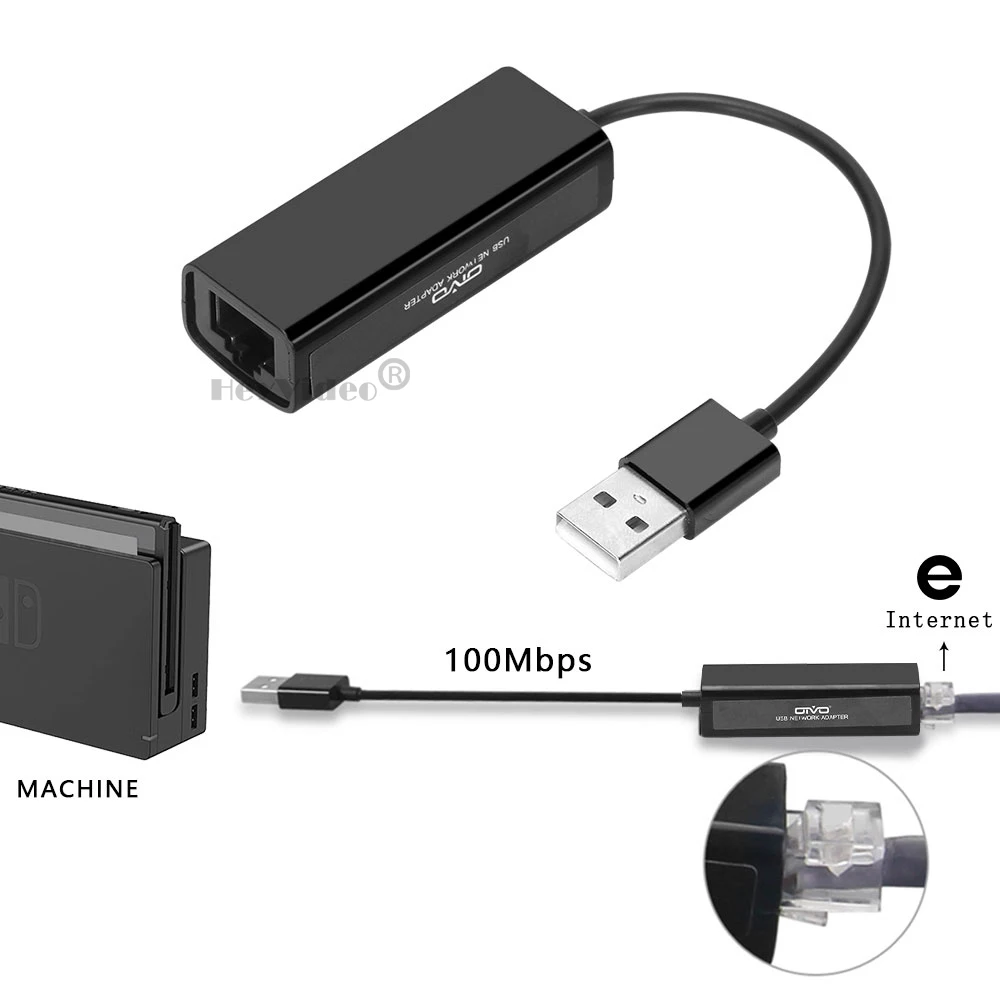 Za Nintendo Switch USB Ethernet Adapter 100 Mbit / s USB 2.0 Ethernet Mrežna kartica za Windows 10 Xiaomi Mi Box 3 Дропшиппинг Slika  4
