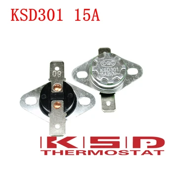 5pcs KSD301 115C 115 Stupnjeva Celzija 15A250V NC Normalno zatvoren Prekidač temperature Termostat Senzor prekidač za kontrolu temperature