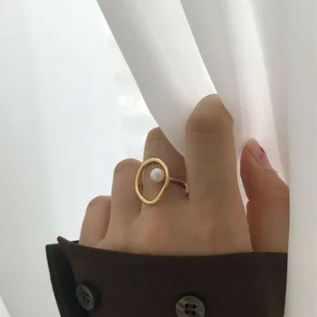 925 sterling Srebra Vintage prsten s biserima za elegantne ženske Kreativne geometrijski pribor za stranke 2020 Fin nakit Pokloni