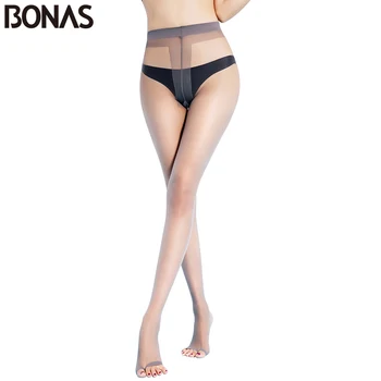 BONAS 6 kom./lot Korporativni dizajn s otvorenim vrhom T Prepone 15S Najlon hulahopke za žene Modni elastične čarape od spandex Ženski riblje usta