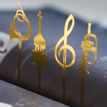 Novi Kawai Slatka Zlatne Glazbeni Instrumenti Metalne Markeri za knjige Oznake Za Knjige Spajalice Uredski Školski Pribor Tiskanice