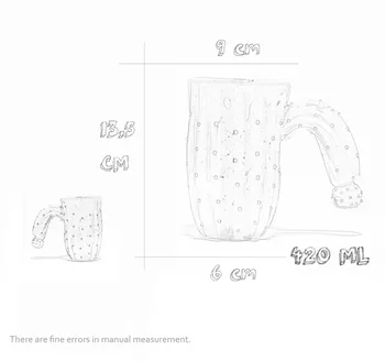 Slatko 3D Bubalo s кактусом Mala svježa Kreativna šalica vode s biljkama Jednostavna stakleno keramička šalica ručni rad za ljubitelje poklon biljaka Čudna šalicu za čaj šalica CL0324