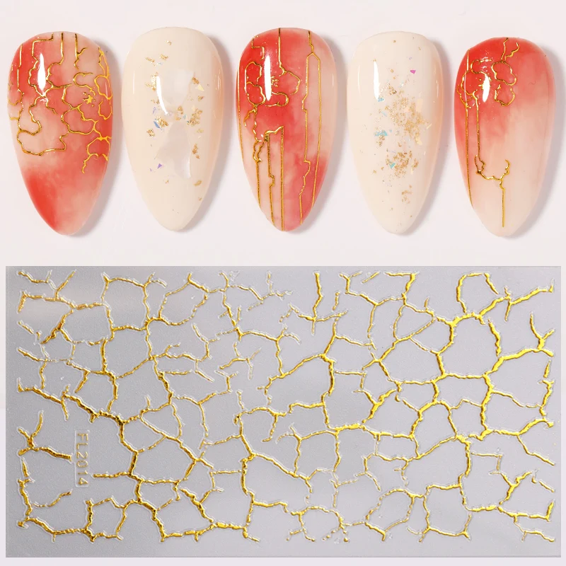 3D Naljepnice Za nokte, Naljepnice za prijenos Samoljepljive Naljepnice sa zlatnim lišćem Cvijeće Geometrijske Slike Ukrasi za nokte, Pribor 1 kom. Slika  5