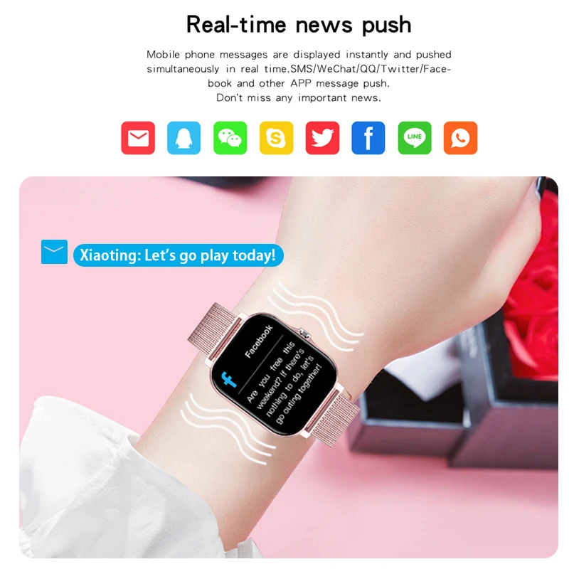 2021 moderan digitalni sat sa pametan ekrana za žene i muškarce, Sportski sat s srčanog ritma, krvnog tlaka, Vodootporan e Bluetooth-sat s led pozadinskim osvjetljenjem Slika  3